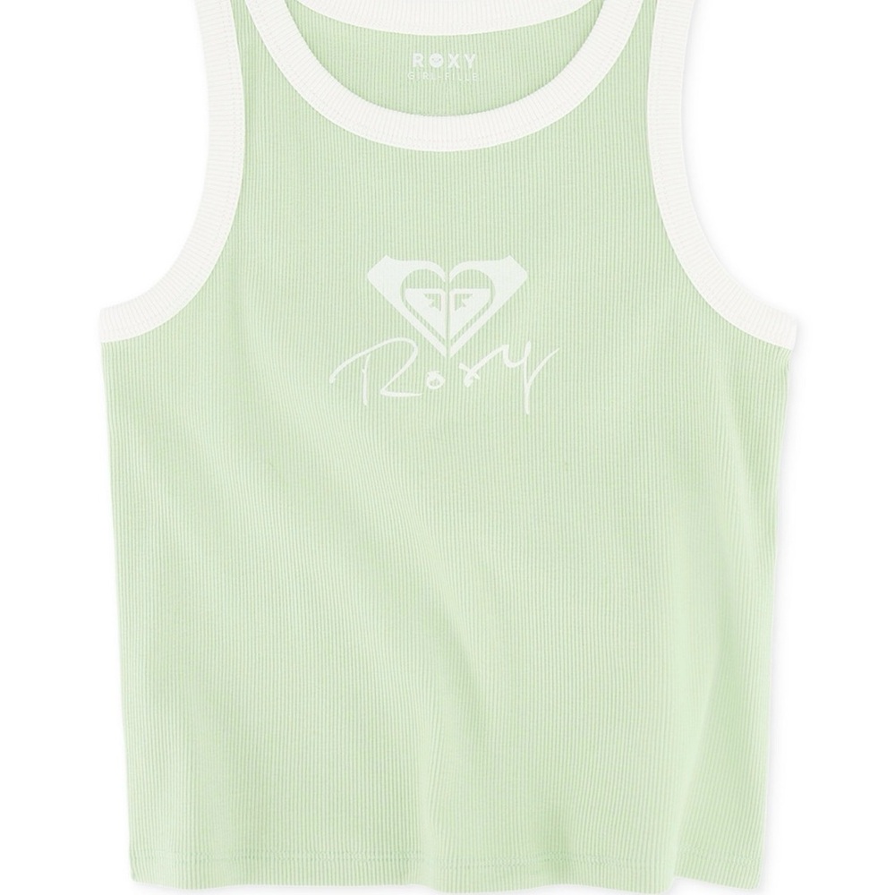 ROXY Girl’s Light Green Ribbed Tank with White Trim and Logo. Size XL . NEW